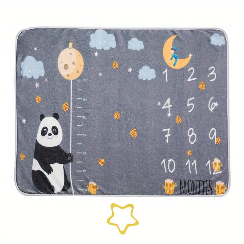 Плед с принтом панды для младенцев, многофункциональный детский плед, плед для фотосессий с вехами для малышей, плед для фона фотосъемки, фотопроп, двусторонний фланелевый шаль.