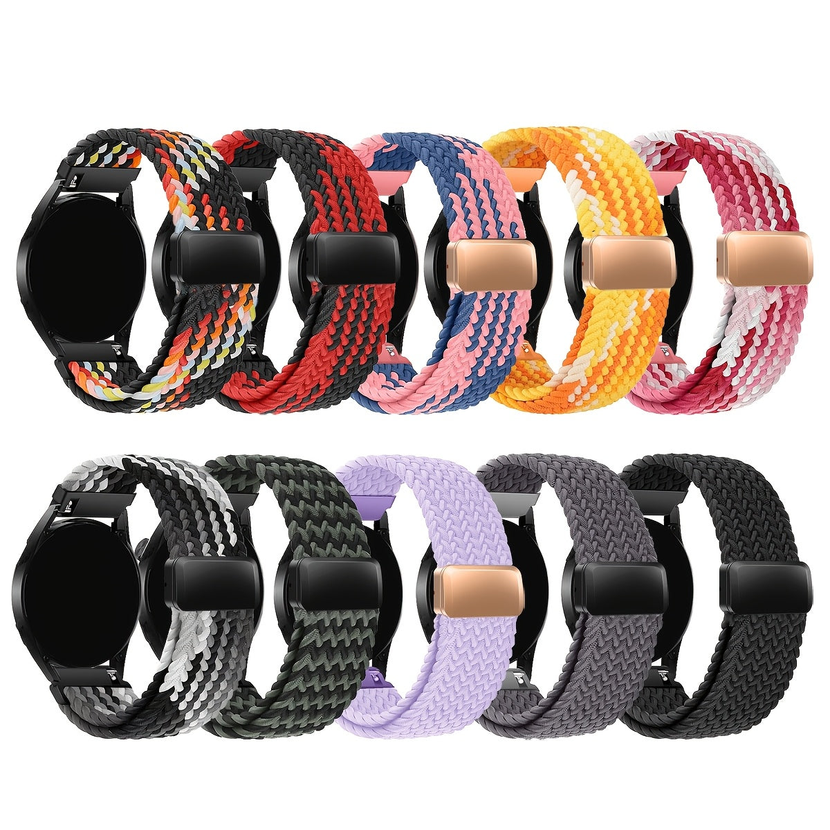 Polyamide Elastic Woven Smartwatch Band with Magnetic Clasp 18mm 20mm 22mm Compatible with Samsung Huawei Xiaomi