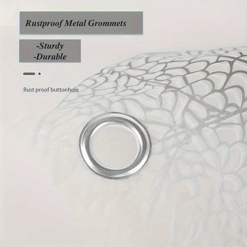 Yaproq naqshli dush pardasi, astar, tutqichlar va suv o'tkazmaydigan va mustahkam dizayn.