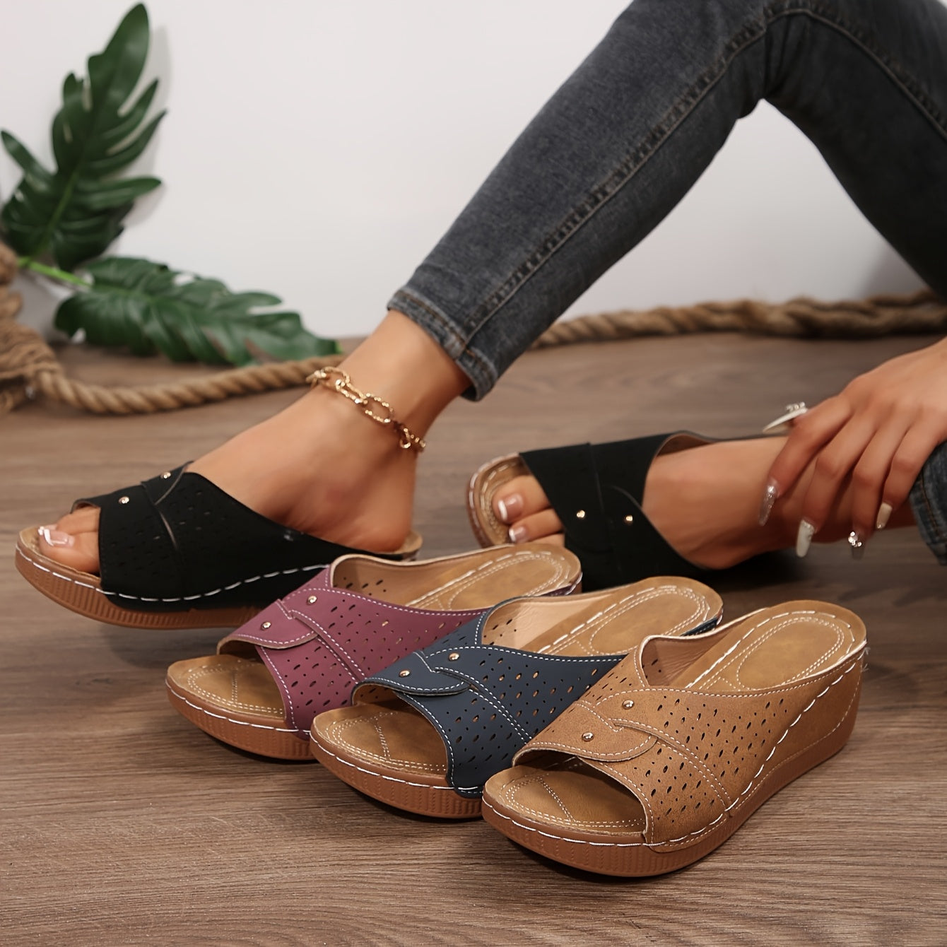 Women's Solid Color Slides Comfortable Arch Support Casual Summer Footwear