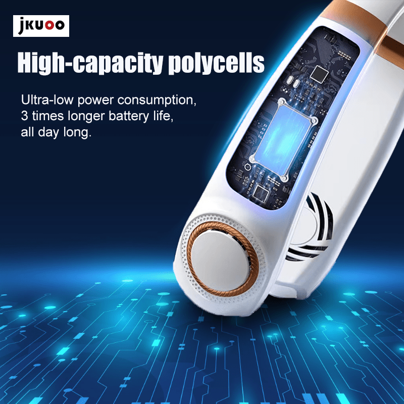 Portable Neck Fan 2-in-1 Bladeless USB Rechargeable 5 Speeds Digital Display Indoor Outdoor