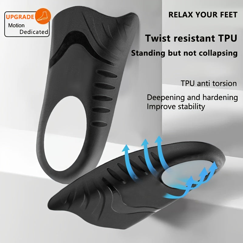 Unisex Breathable PVC Arch Support Insoles Flat Feet Cushioned Black Green