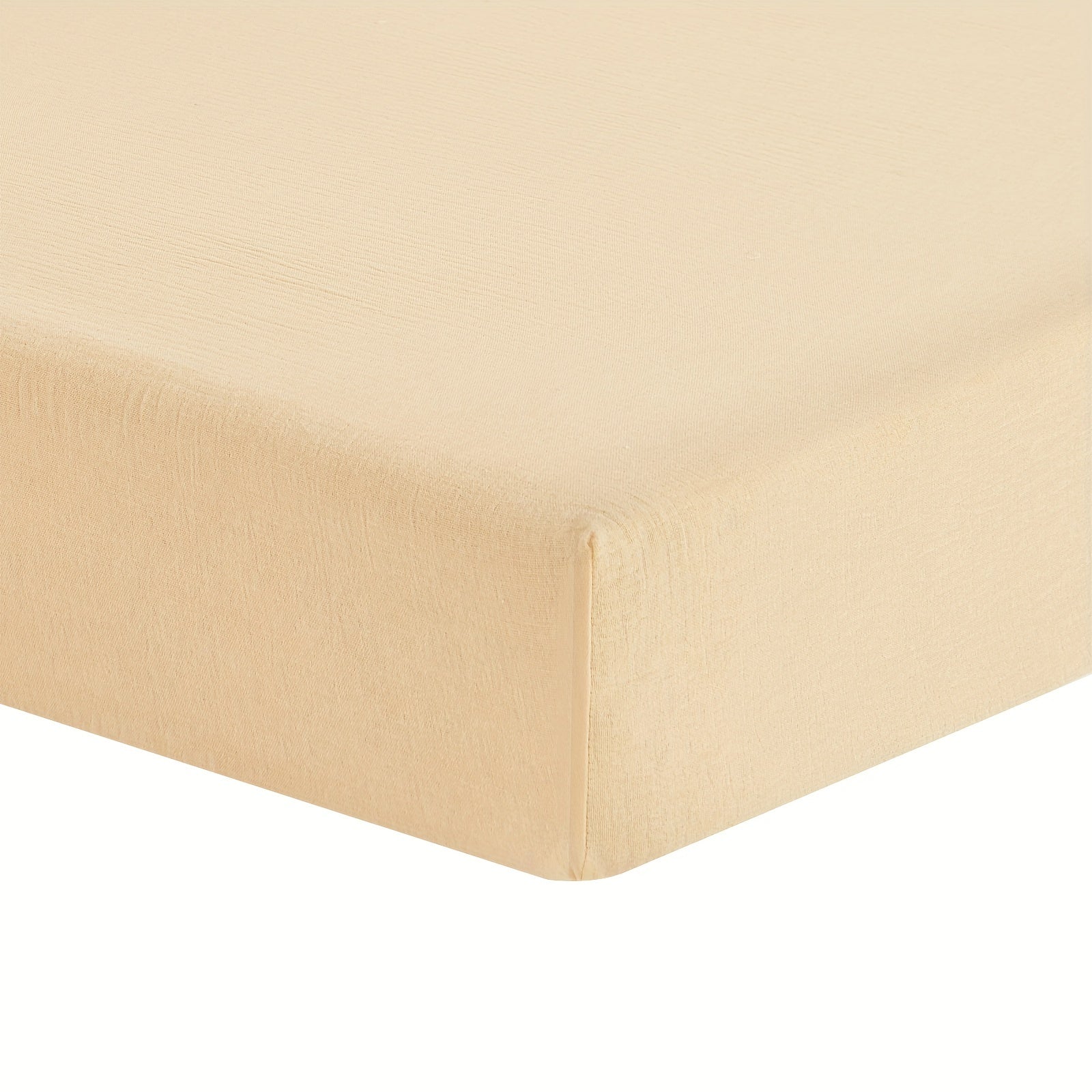 BeeWeed Мягкая муслиновая простыня для младенцев и детей - однотонный бежевый цвет, глубокий карман, стеганое постельное белье, машинная стирка, 28" x 52" x 8", бежевый