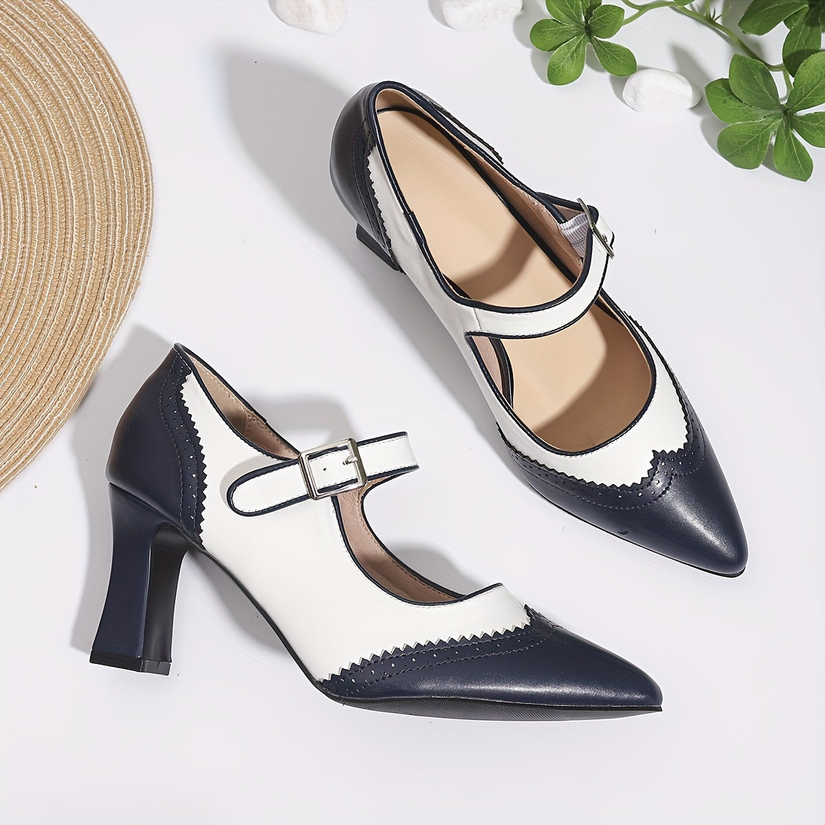 Female Mary Jane Pumps With Block Heel, Adjustable Strap, Soft Sole