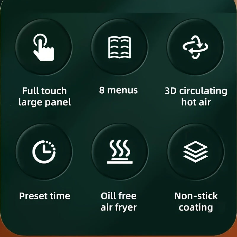 6L нержавеющая сталь воздушная фритюрница с 6 предустановленными режимами приготовления, безопасна для посудомоечной машины, 220-240В