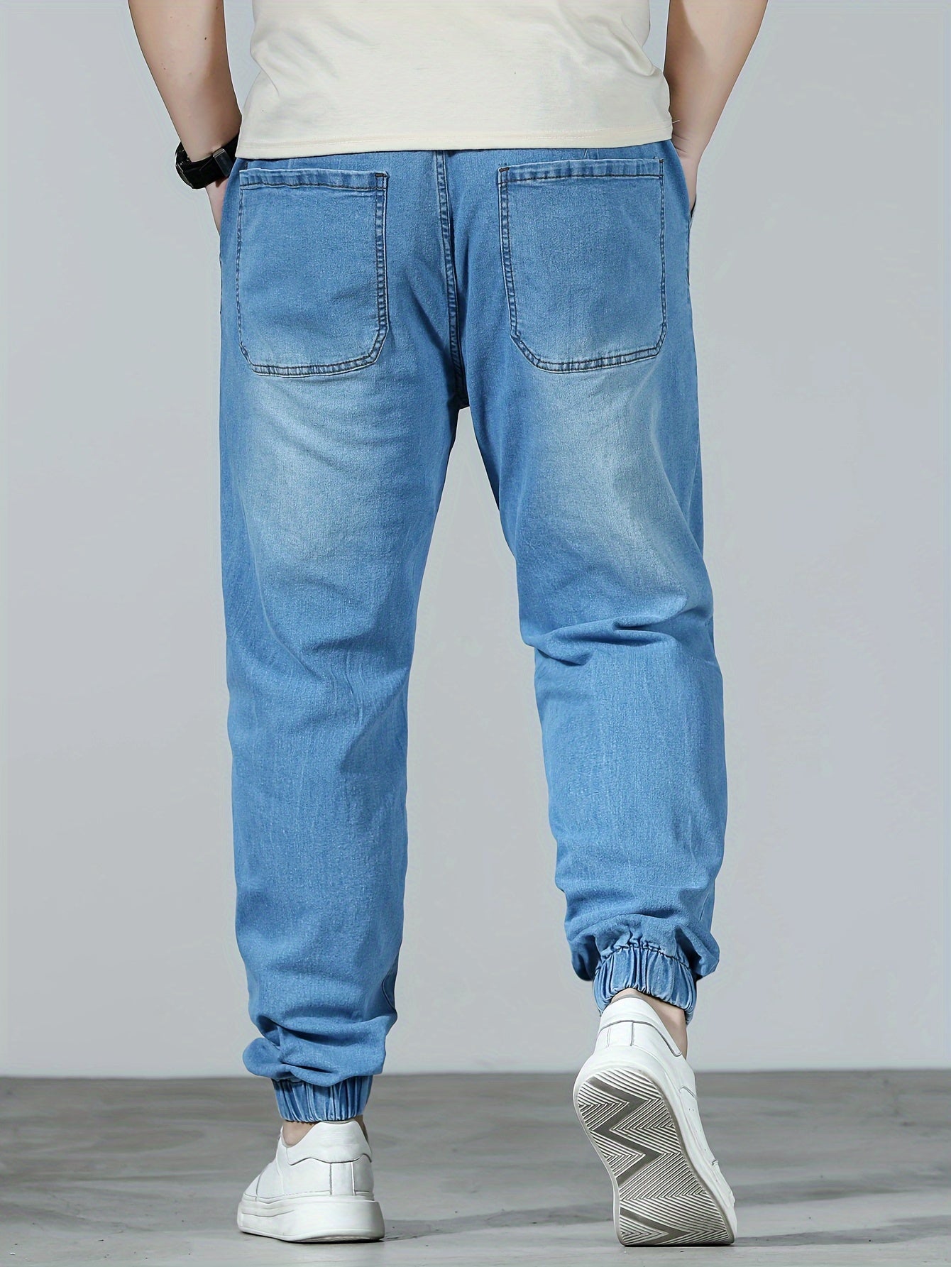Мужские джоггеры большого размера из рваного денима с эффектом distressed, хлопковая смесь, универсальные для всех сезонов, повседневные