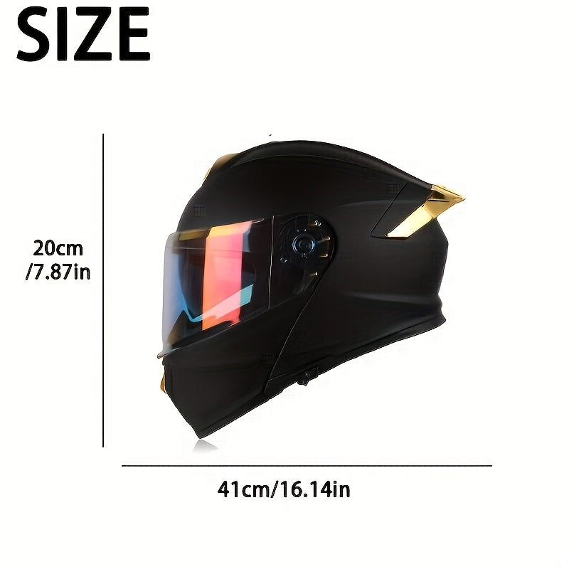 Zamonaviy mototsikl shlepi, ikki ko'zoynak, ajratiladigan yuz qopqog'i va yaxshilangan xavfsizlik xususiyatlari bilan qora rangda qizil va pushti aksentlar bilan. Mustahkam ABS qatroni konstruktsiyasi. Mototsikl xavfsizlik uskunalari.