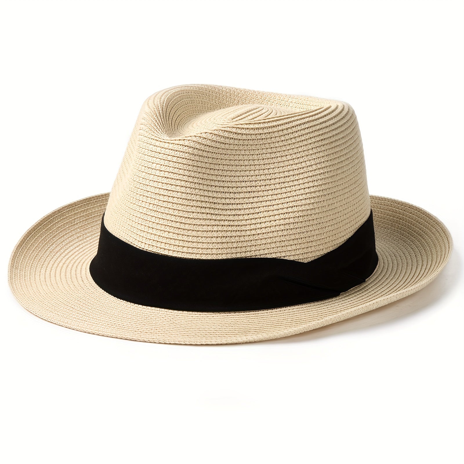 Straw Panama Hat Fedora with Wide Brim Sun Beach Hat for Men Women
