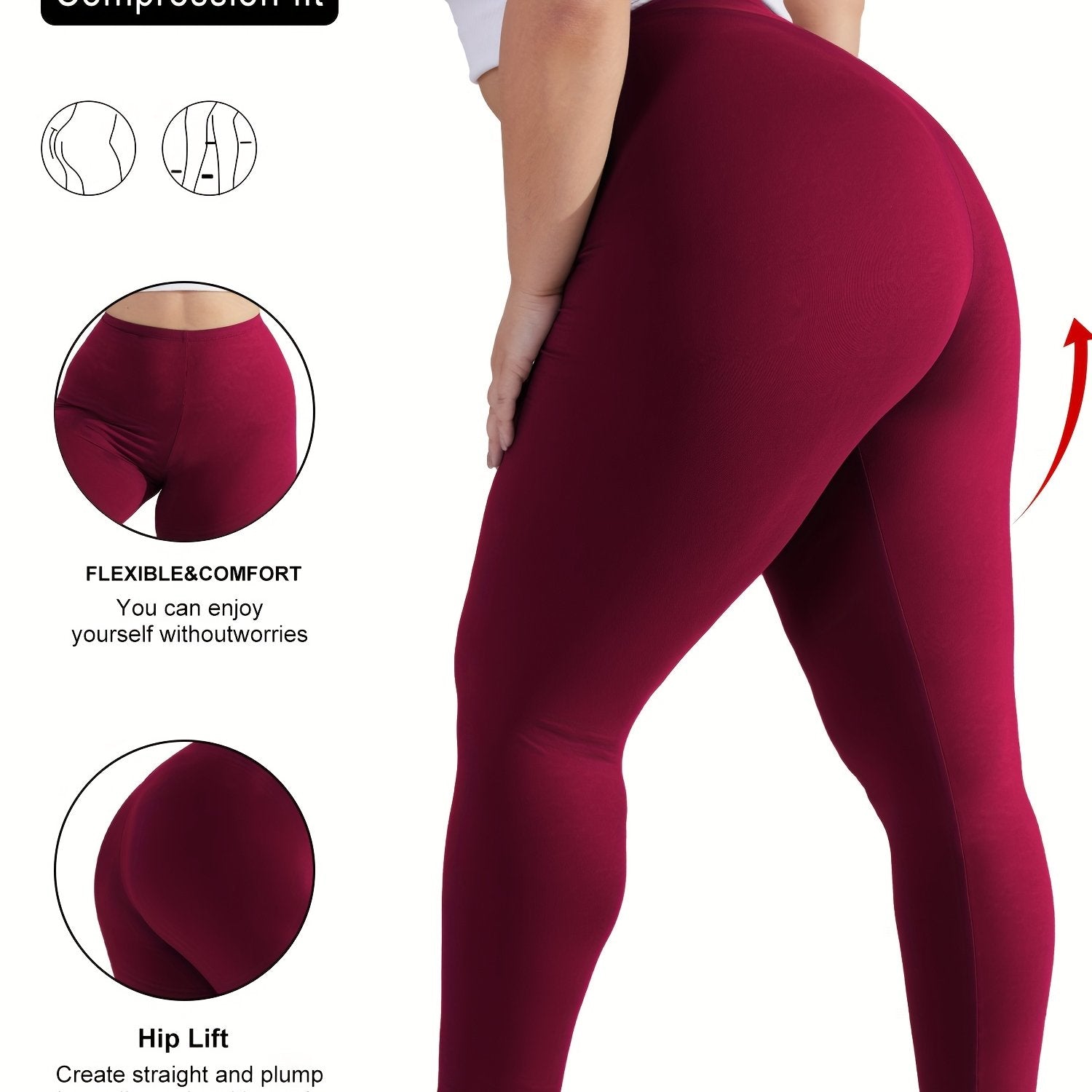 Plus Size Women's High Waist Stretch Yoga Leggings Tummy Control Tights