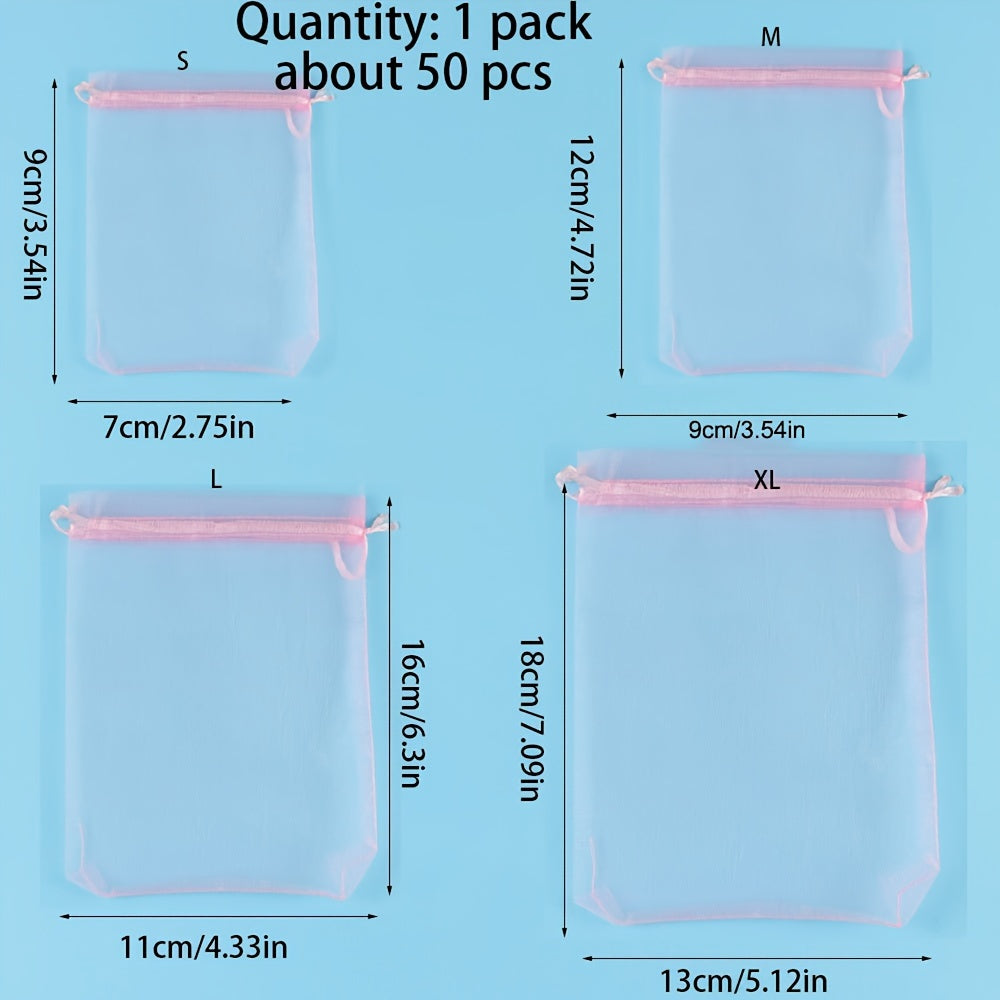 Набор из 50 розовых органзовых подарочных мешков с шнурком для украшений и подарков