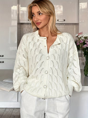 Women's Openwork Knit Cardigan Lightweight Fashion Black Small