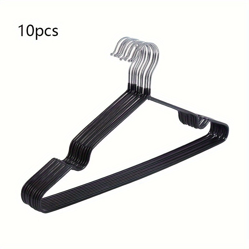 Set of 10 Metal Clothes Hangers Non-Slip Space-Saving Laundry Closet Organizers