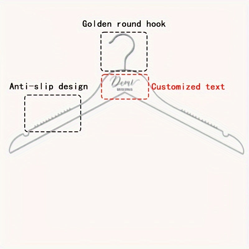 Customized Bridesmaid Dress Hanger Acrylic Stainless Steel Resin Coating Wedding Gift