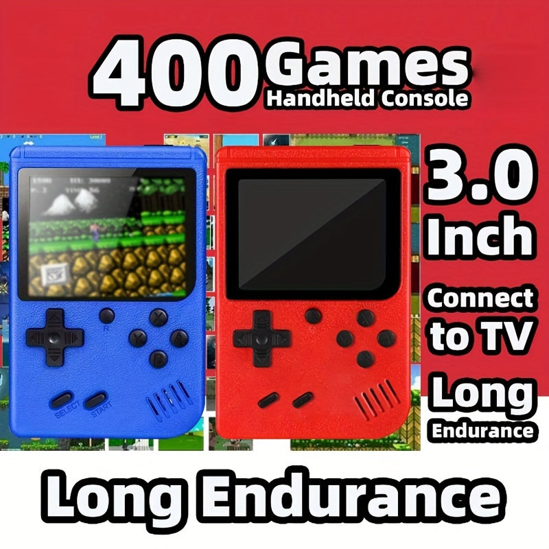 400 ta klassik o'yin bilan portativ retro arcade o'yin konsoli, 7.62 sm rangli ekran, qayta zaryadlanadigan, uzoq muddatli batareya, 2 o'yinchi qo'llab-quvvatlash, partiyalar va sayohatlar uchun ideal.