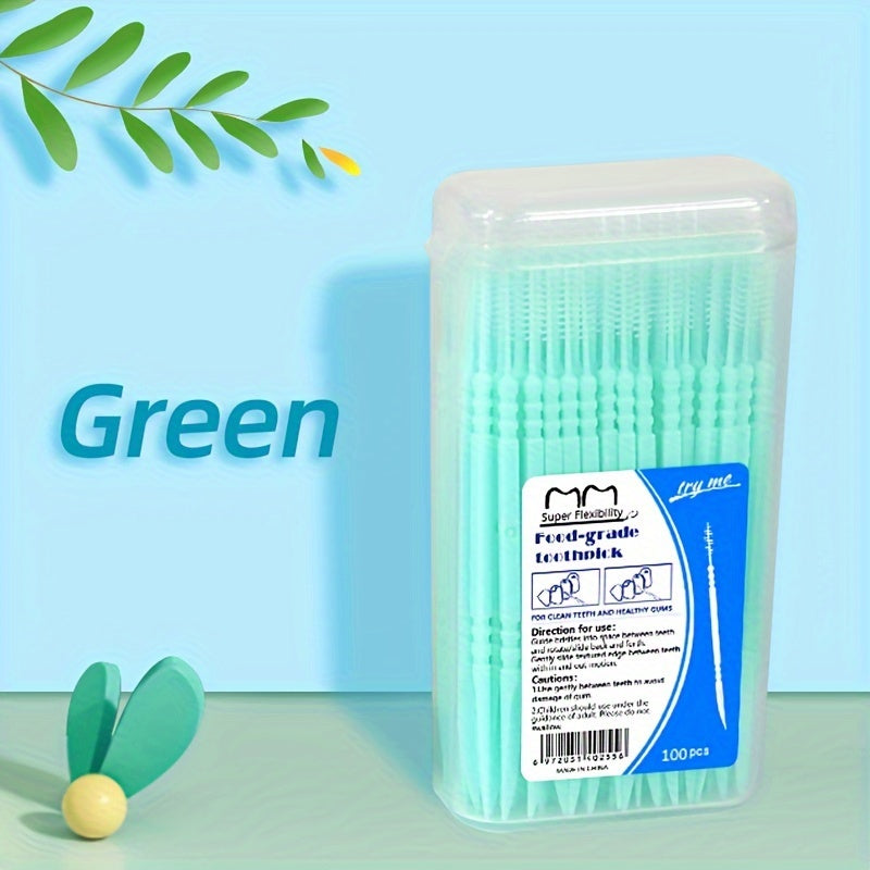 Ikki rangli plastik baliq suyak tish ignalari og‘iz gigiyenasi uchun, sayohat uchun quti