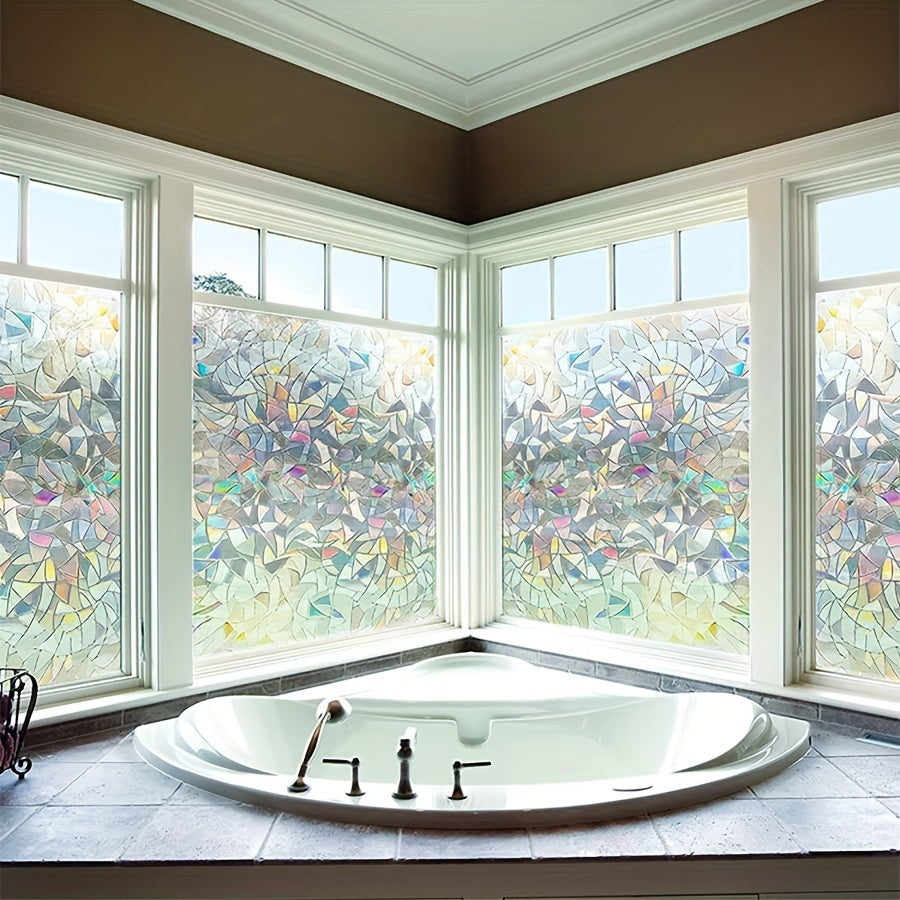 Self-Adhesive PVC Glass Window Film Waterproof Moisture-Resistant UV-Resistant for Bathroom and Living Room