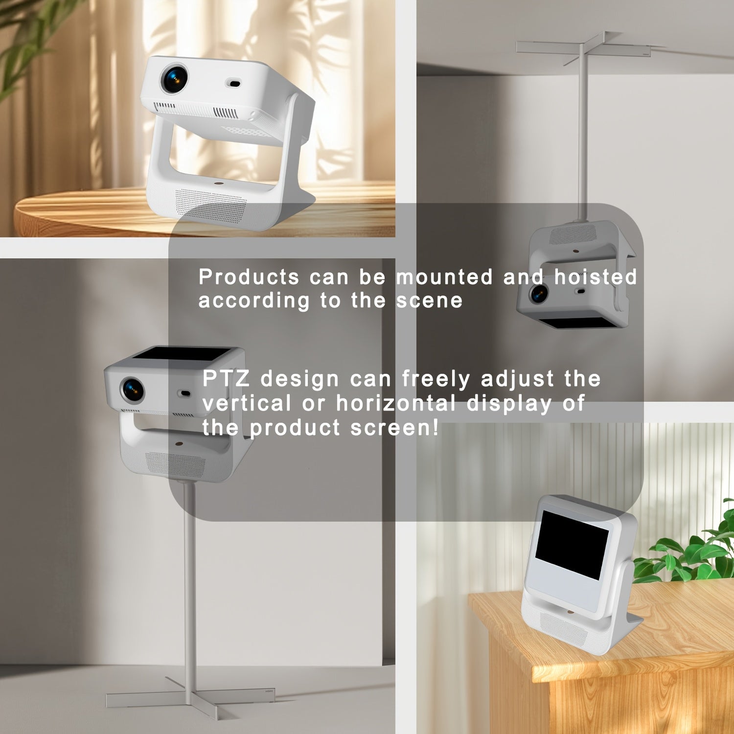 Портативный 4K HD умный проектор с WiFi6 и автоматической коррекцией трапеции