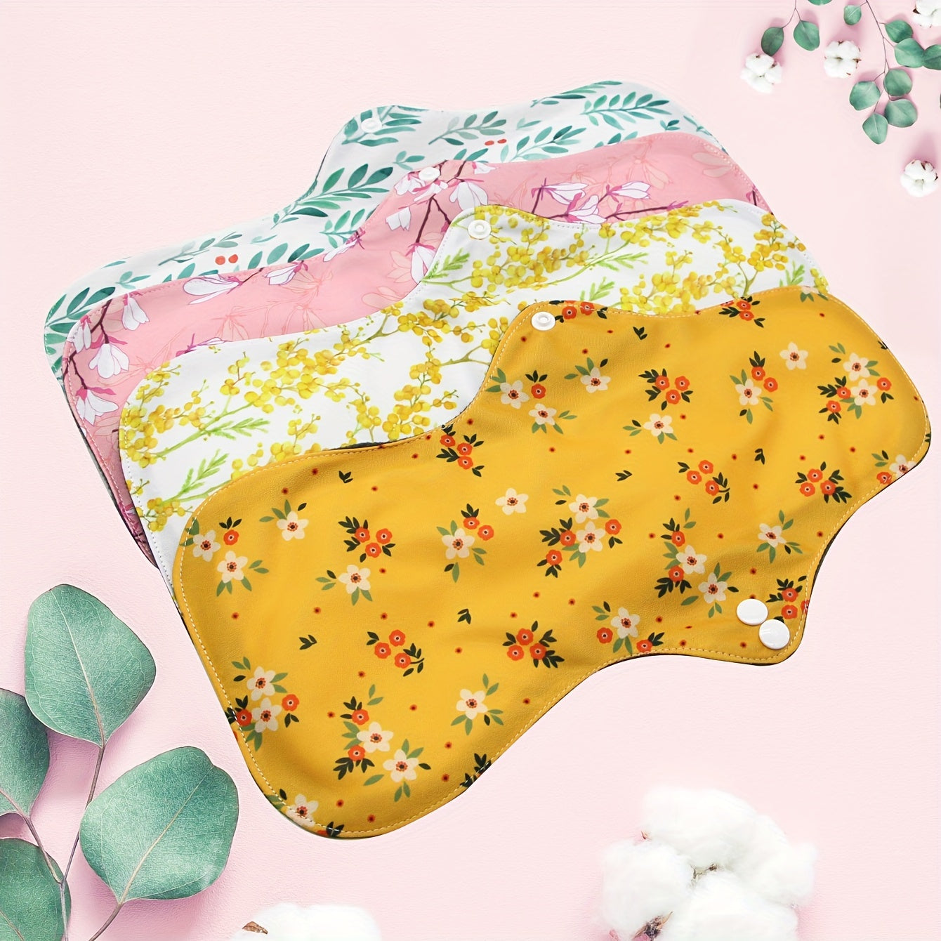 Set of 4 Reusable Sanitary Pads for Women Overnight Washable Panty Liners