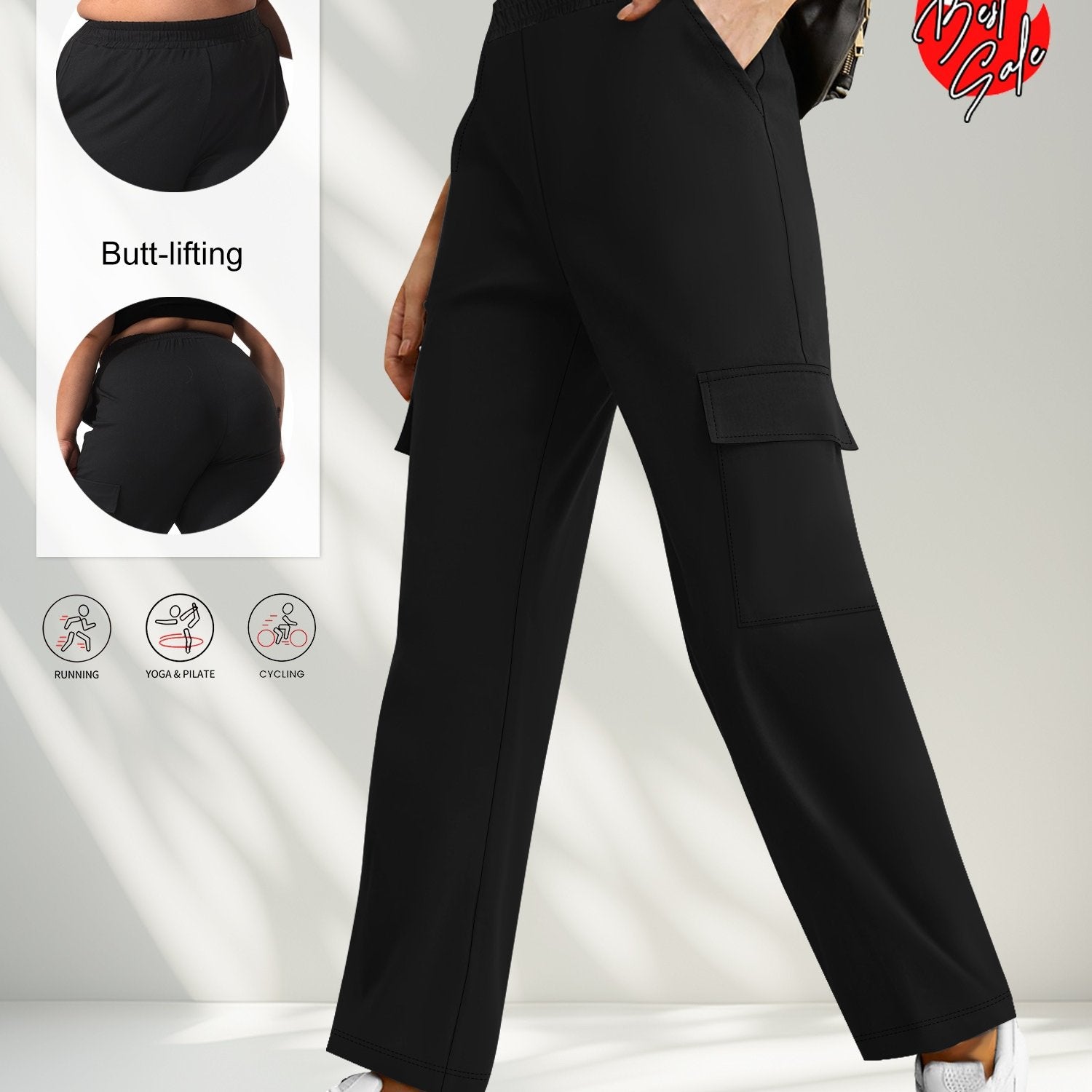 Plus Size Cargo Pants Women High Waisted Wide Leg Casual Streetwear