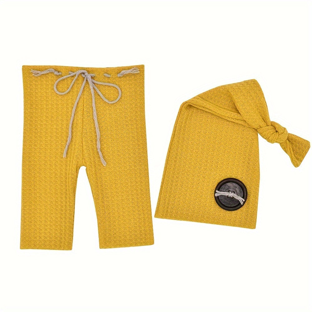 Baby Boy 2-Piece Pants and Cap Set Cotton Photo Outfit