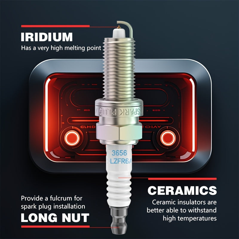 4PCS Iridium Platinum Spark Plugs High Performance Ceramic Insulator Durable