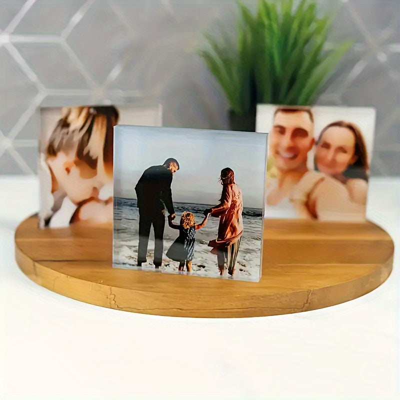 Custom Engraved Acrylic Photo Block for Desk Display Gift for Family Couples Pet Lovers
