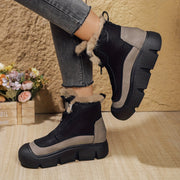 Women’s Mid-Calf Chelsea Boots Faux Fur Trim All-Season Winter Flats