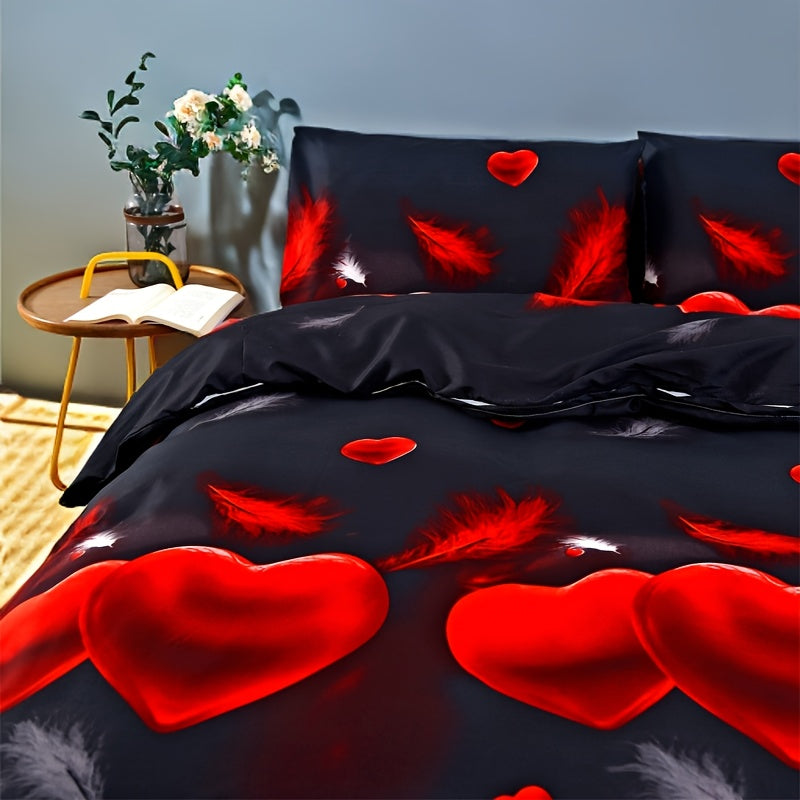 Floral Comforter Set with Duvet Cover and Pillowcases Breathable Polyester All-Season Zipper Closure