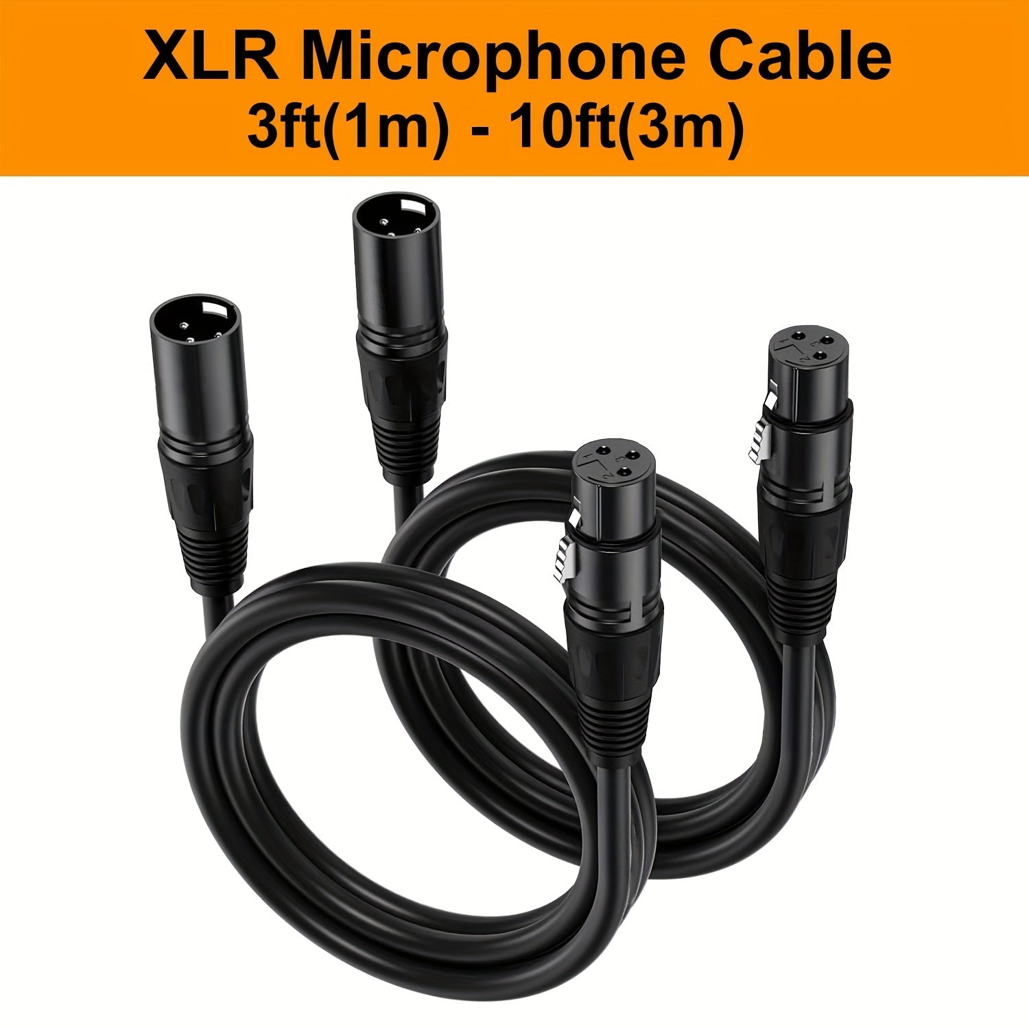XLR Male to Female Cables 3ft-10ft Oxygen-Free Copper Recording Studio Stage Lighting