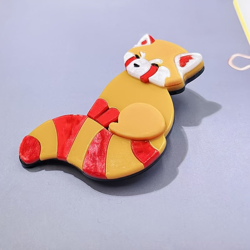 Cute Acrylic Raccoon Brooch Pin Cartoon Animal Badge for Clothes Accessories