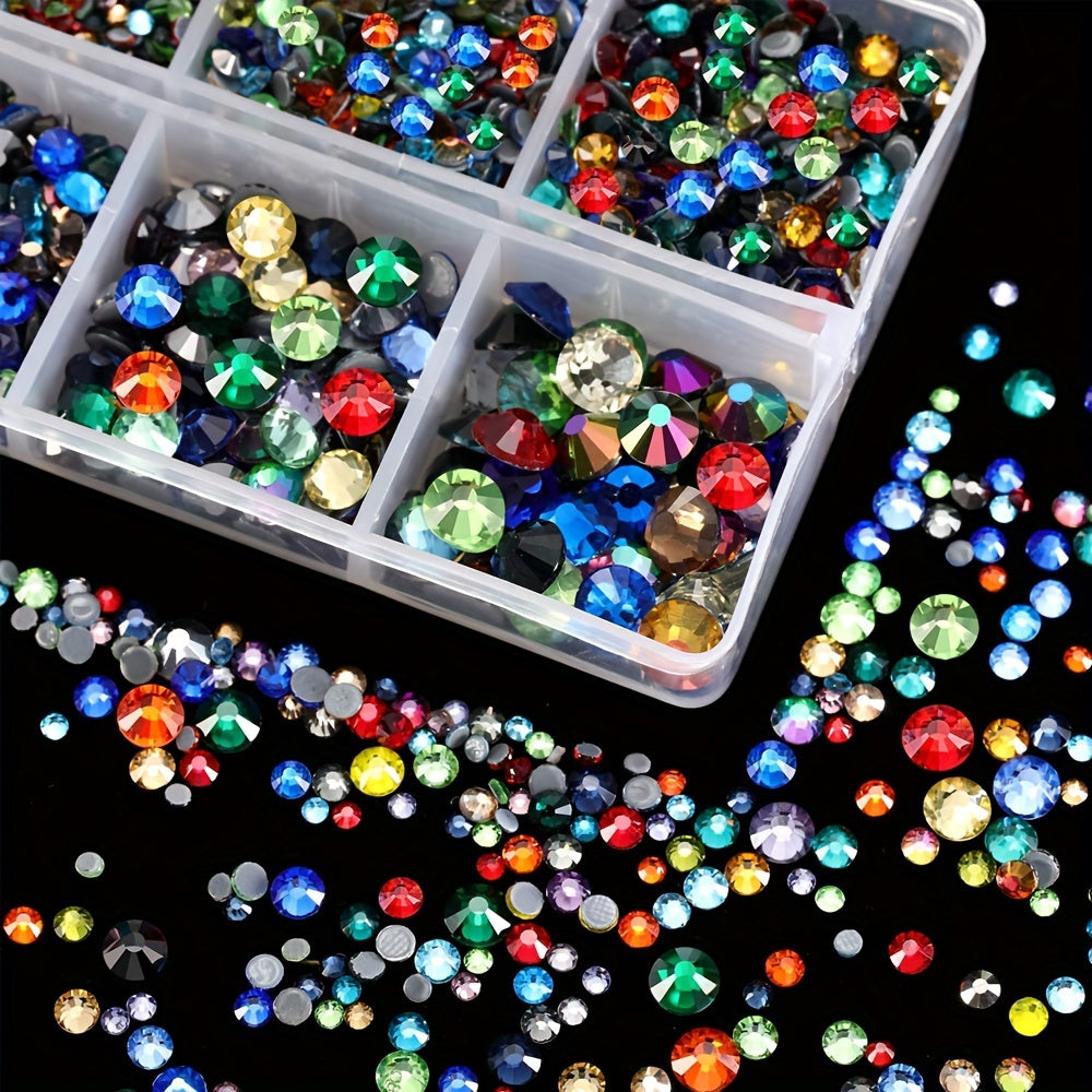 4000 dona Hot Fix Rhinestones Flatback Shisha Rhinestones uchun Hunarmandchilikki, kiyim-kechak, raqs kostyumlari, ko'p rangli