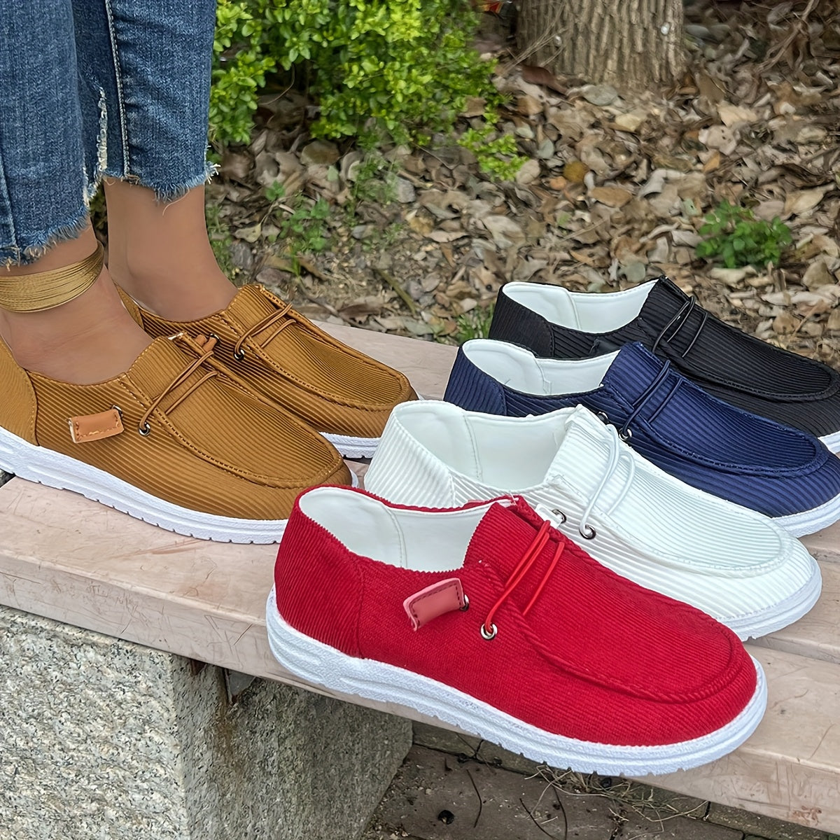 Women's Canvas Sneakers Slip-On Loafers with Soft Interior Durable Sole