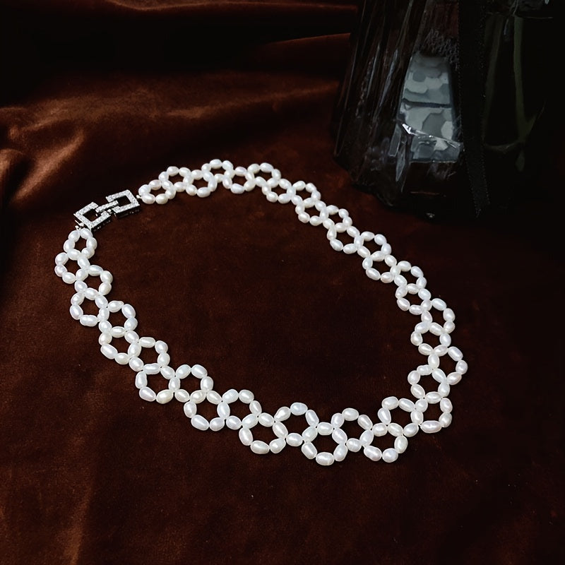 Freshwater Pearl Necklace for Women Vintage Style Delicate Clavicle Chain Jewelry