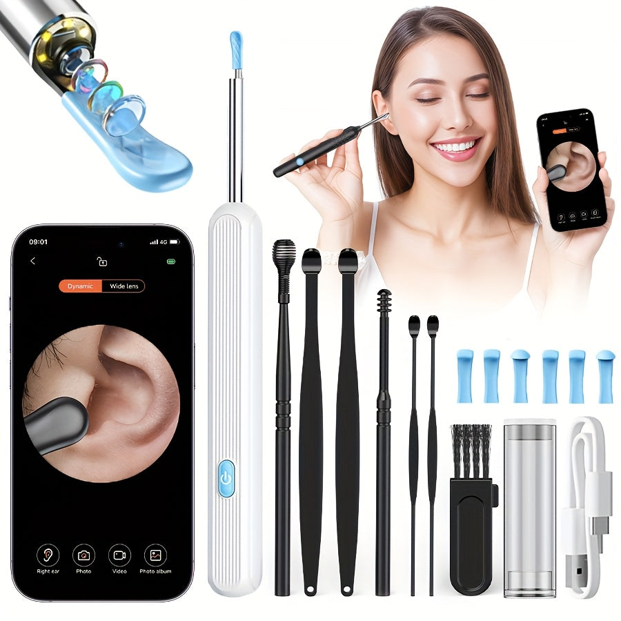 1080P HD Ear Wax Removal Tool with Camera and 6 Ear Spoon Set Rechargeable USB Battery