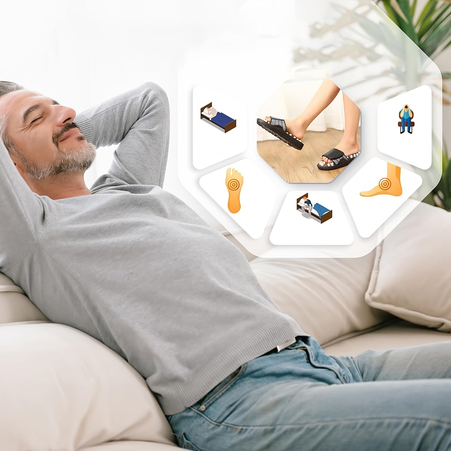 Acupressure Foot Massage Slippers Reflexology Sandals Adjustable Strap for Sore Feet and Sleep Improvement