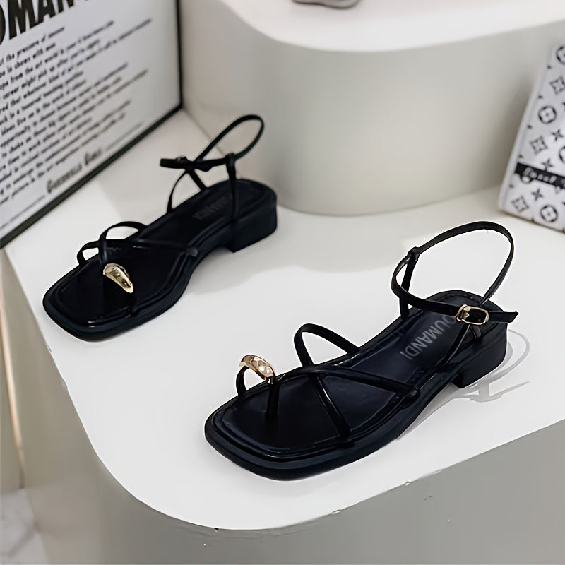 Women's Flat Toe Roman Sandals Synthetic Summer Open-Toe Casual Slides