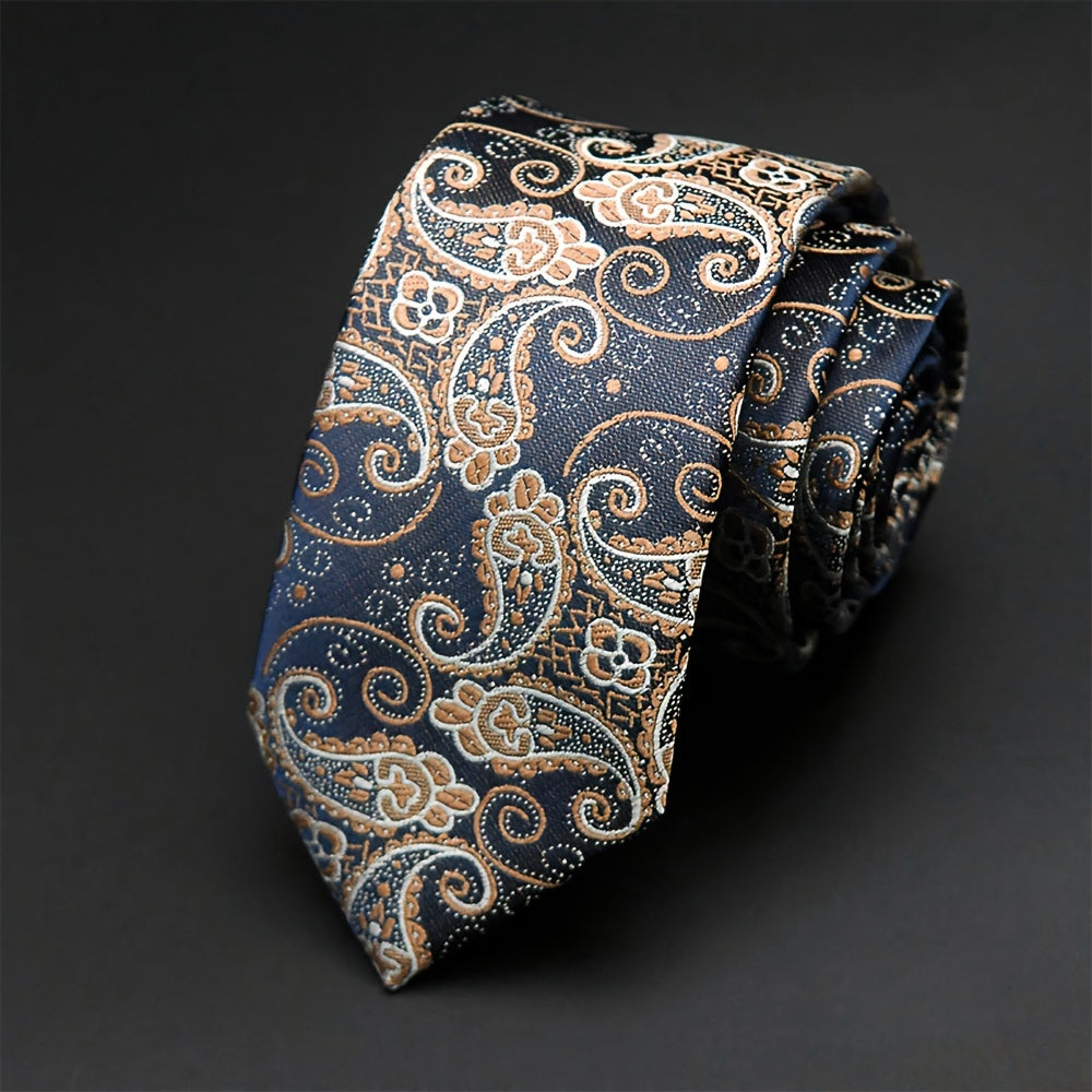Erkaklar uchun Slim 6cm galstuk, ijodiy naqsh bilan, to'ylar, kechalar va biznes uchun