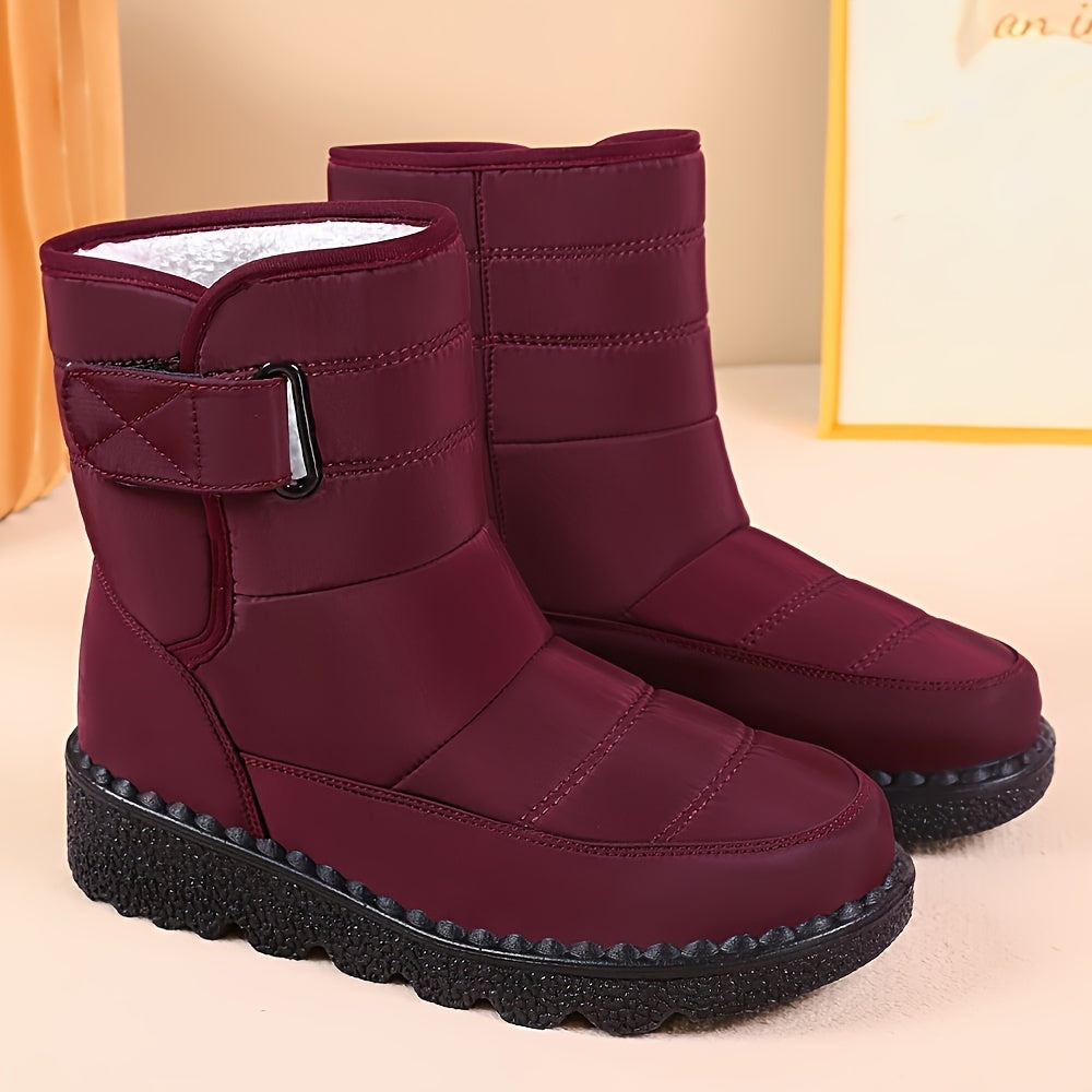 Women's Fleece-Lined Mid-Calf Casual Boots for All Seasons