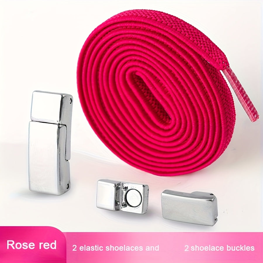 Unisex Metal Magnetic Shoelace Buckle Solid Color Elastic Lace Clip