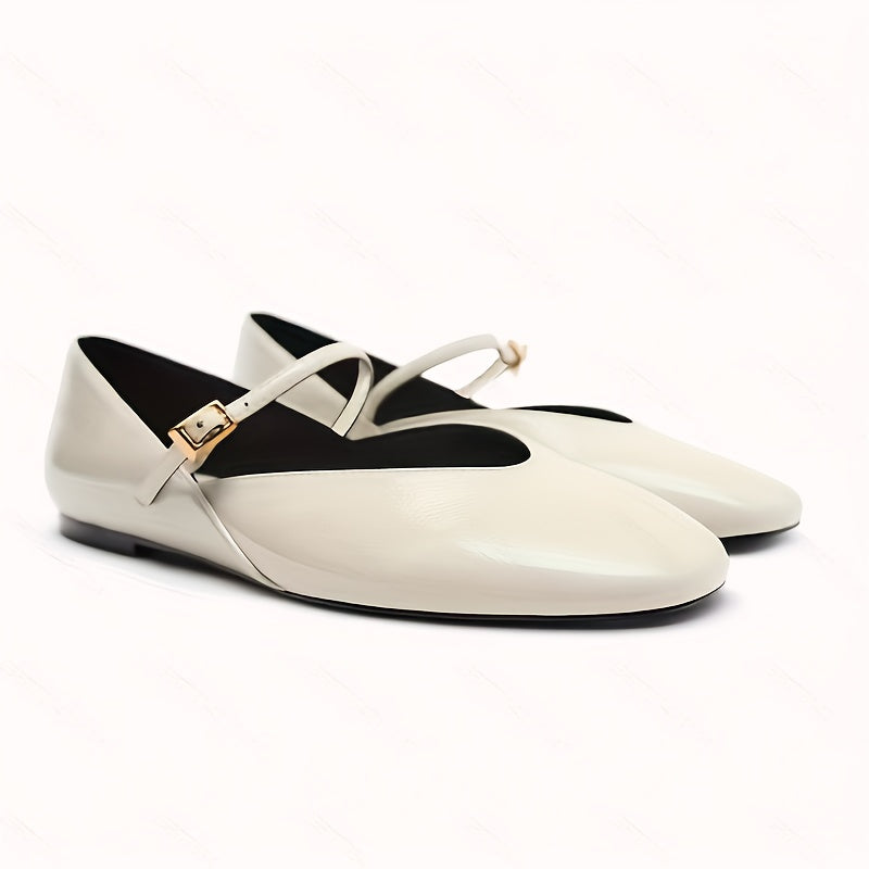 Zapatos de ballet de acabado brillante estilo Mary Jane para mujer, con suela antideslizante y punta redonda