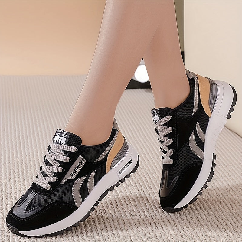 Women's Lightweight Winter Sneakers Casual Low-Top Lace-Up Black Grey