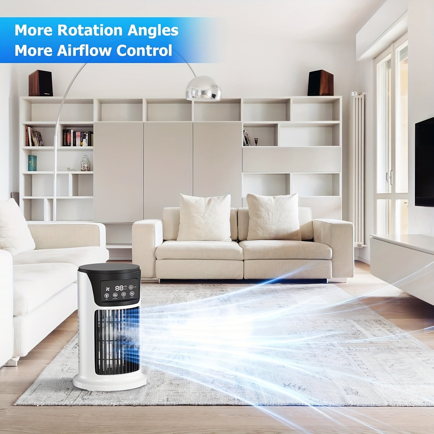 Ventilador de aire acondicionado portátil con enfriamiento por evaporación y 3 nieblas frías para dormitorio, oficina, camping