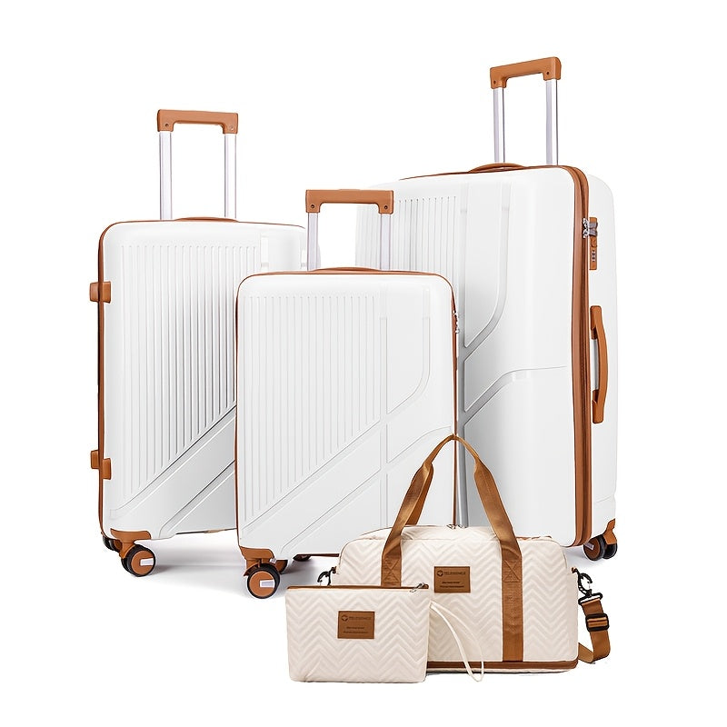 2025 New Model PP Suitcase Set with Password Lock and Silent Spinner Wheels 30 Inches White Black