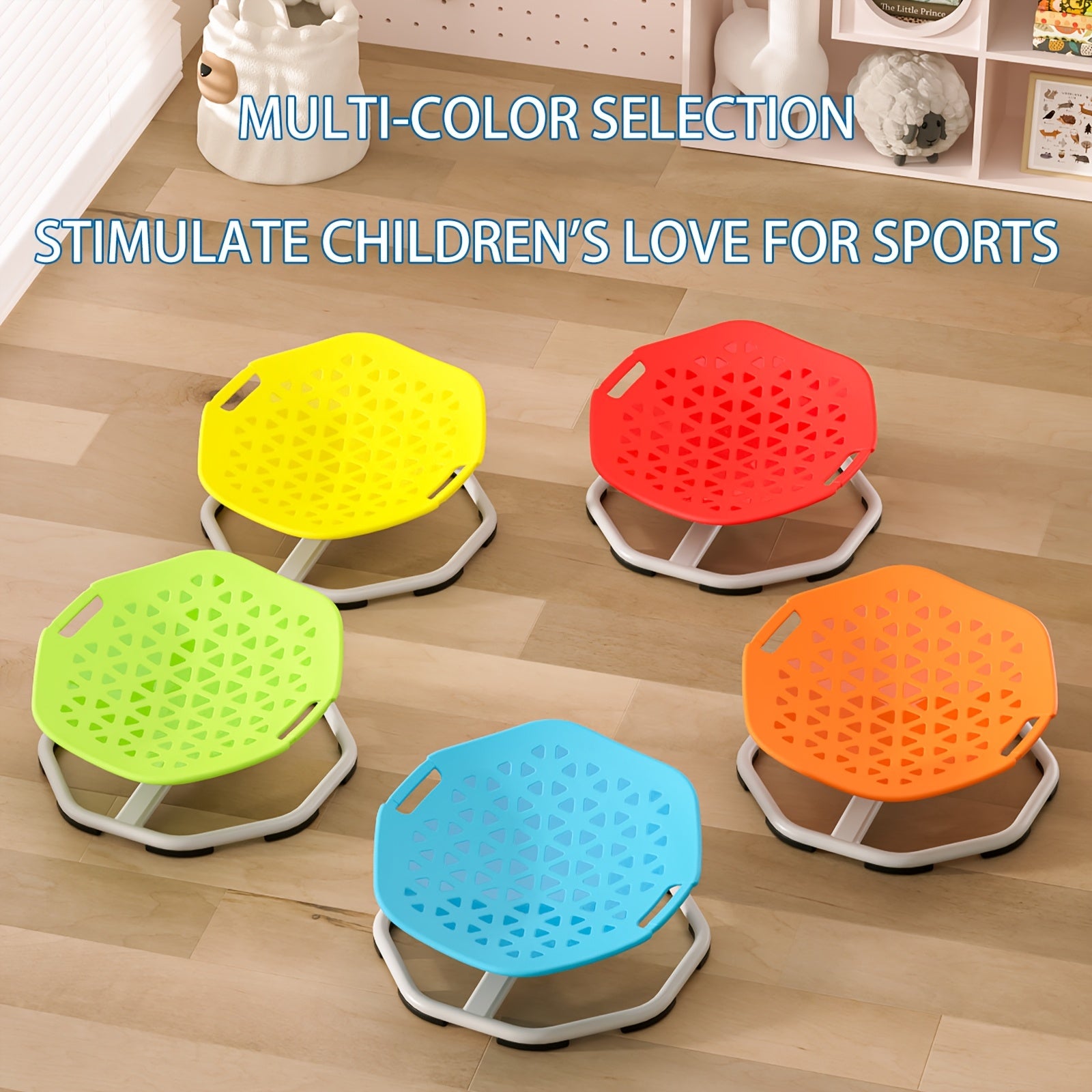 Children's Swivel Chair for Kids Boys Blue and Gray Body Coordination Non-Slip Metal Base