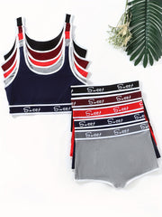 Set of 5 Breathable Back Support Push-Up Bras and Panties for Women