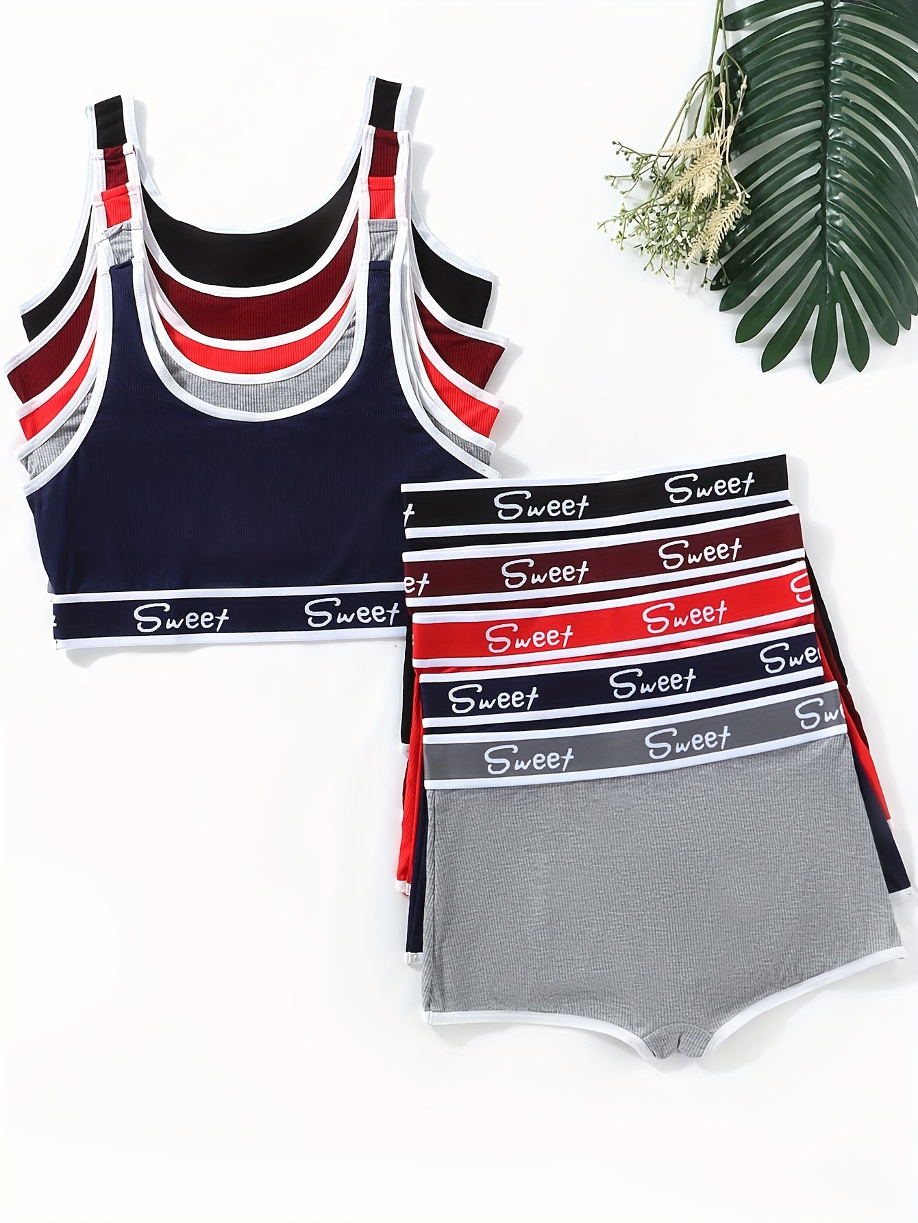 Set of 5 Breathable Back Support Push-Up Bras and Panties for Women