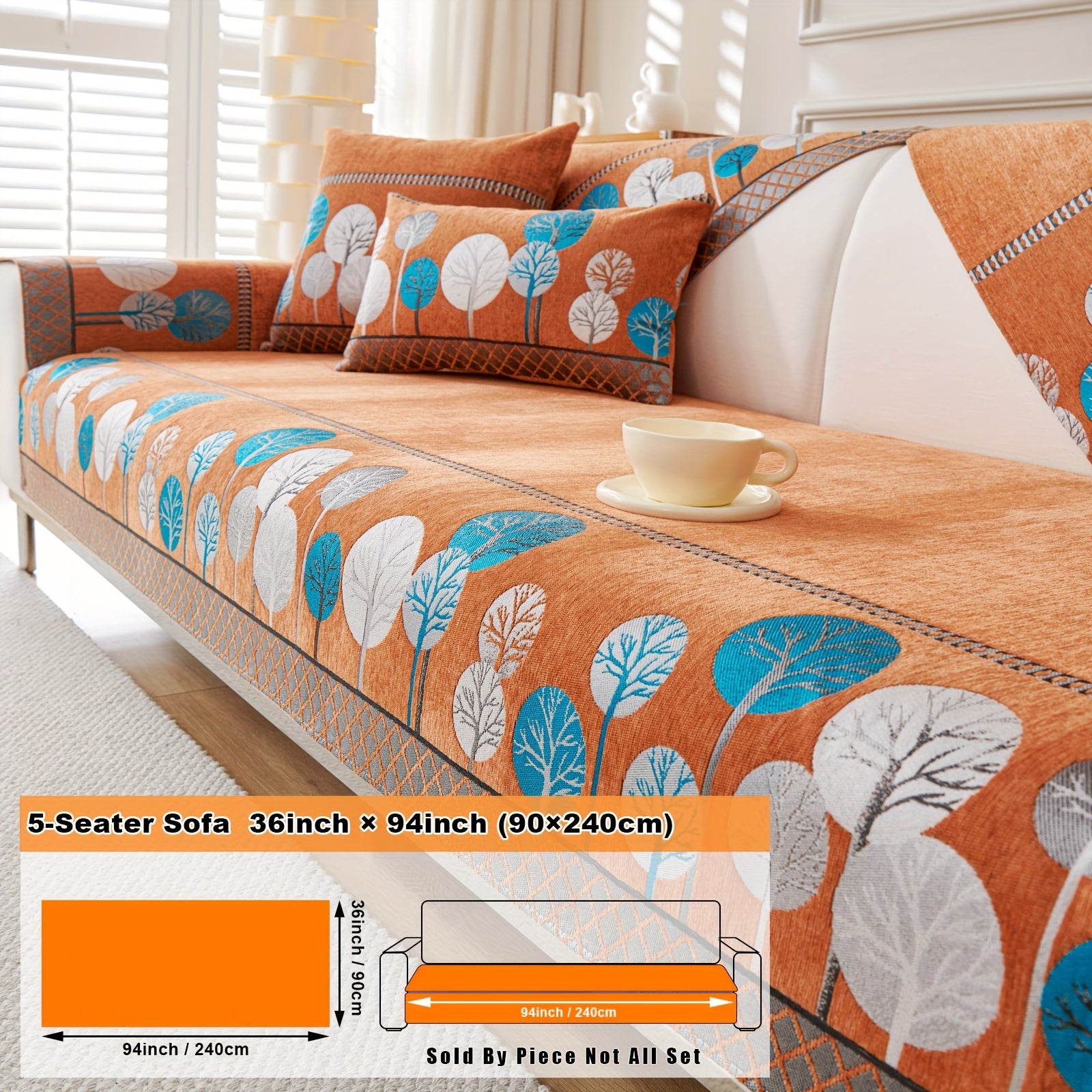 Bohemian Moonlit Trees Sofa Cover for Single to Quadruple Seaters Pet-Friendly Machine Washable Viscose