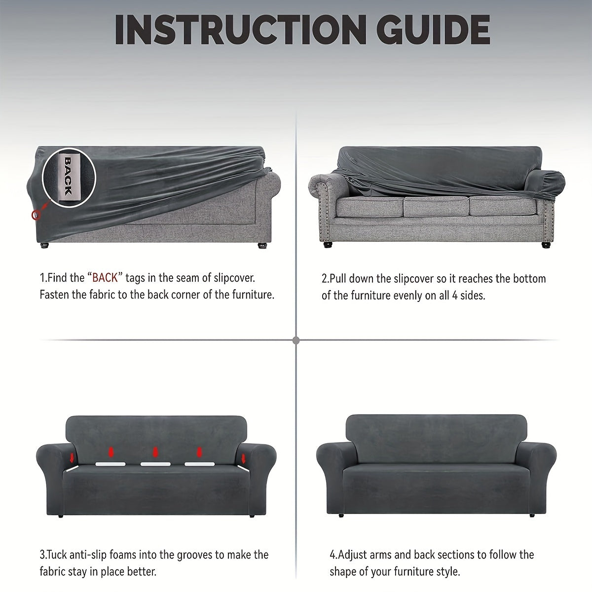 Velvet Sofa Cover Elastic Bottom All Seasons Pet Scratch Protection