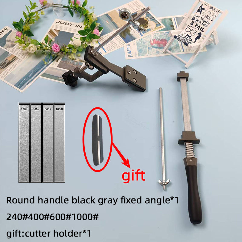 Afilador de cuchillos de cocina manual ajustable con mango de placa metálica para un ángulo preciso