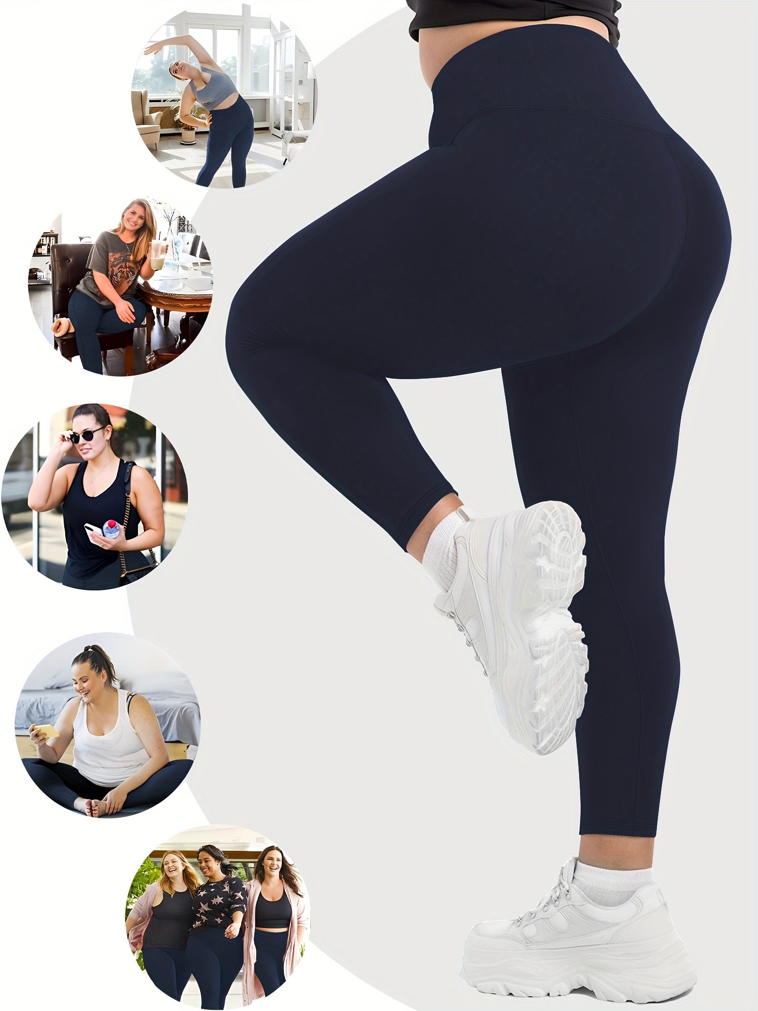 Women High Waist Tights Thick Weave 9 Points Large Size